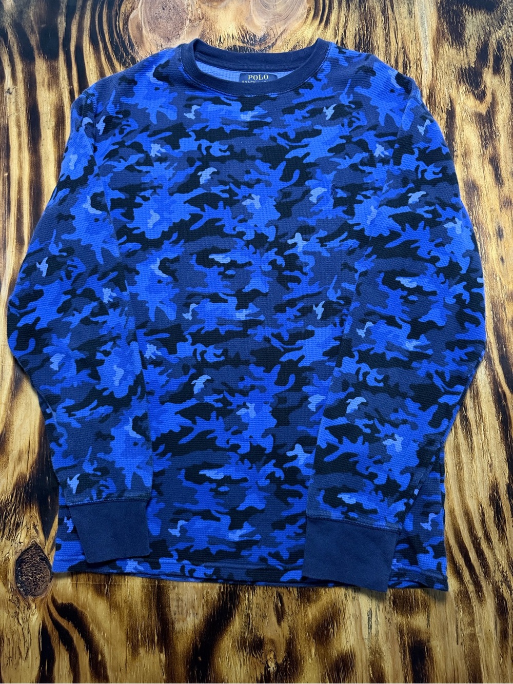Polo by Ralph Lauren Blue & Black Camo Crewneck Sweater